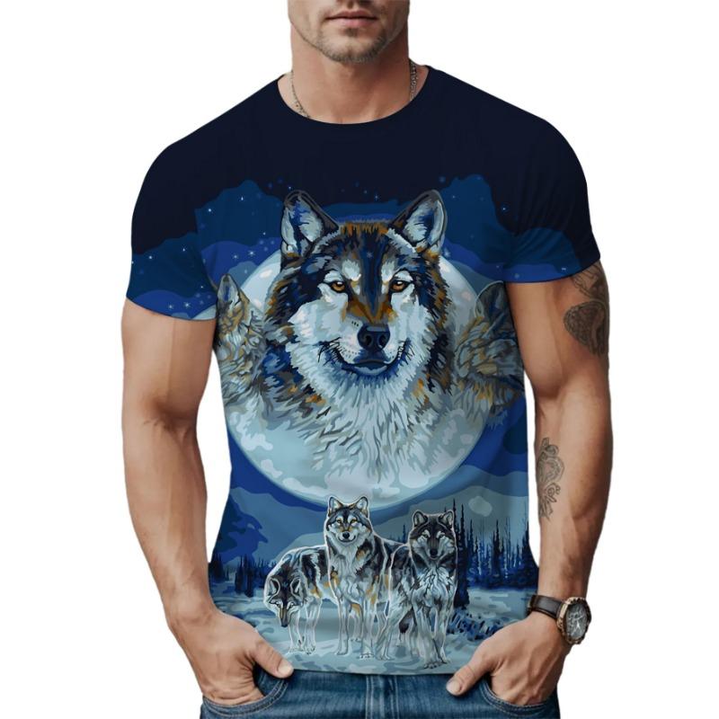 Summer Round Neck 3D Animal Print Top Fashionable Casual Short Sleeved Men's T-shirts