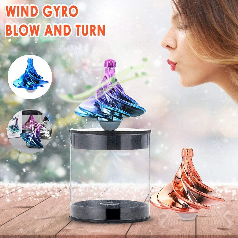 Feixing Spin Top Wind Gyro Portable Wind Blow Girare Giroscopio Desktop Decompressione Giocattoli