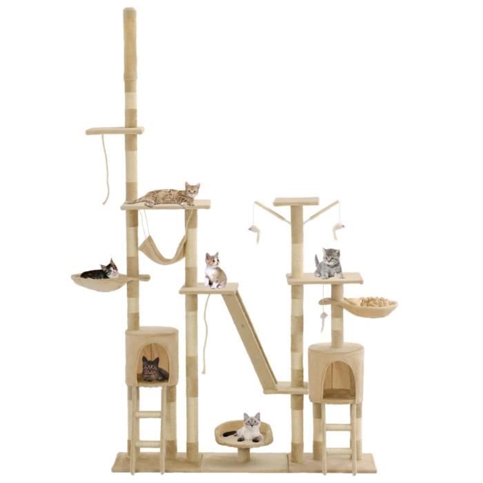 VidaXL Arbre à chat avec griffoirs en sisal 230-250 cm Beige