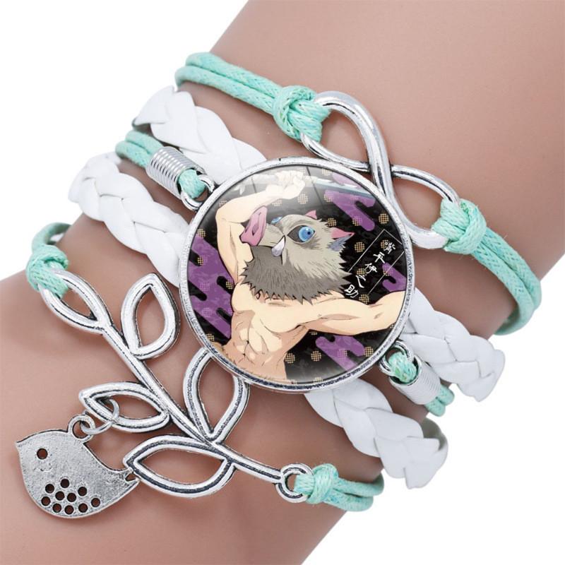 Stilvolles Lederarmband mit Nezuko Kamado-Motiv aus Demon Slayer und niedlichen Cartoon-Anhängern.