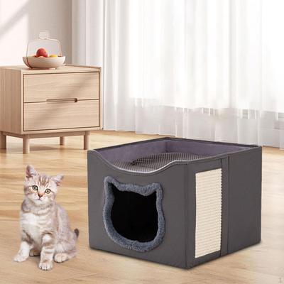 Cat Bed House Furniture Folding Large Covered for Multi Small Pet Kitten Kitty Cube Nest Scratch