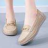 2025 Women's Flats Fashion 100% leather flat Nurse shoes Smooth casual Breathable women plus size light Mom shoes women shoes