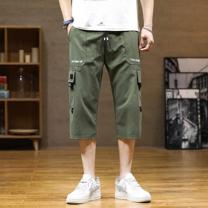 Men's Ice Silk Loose Casual Shorts Summer Sportswear Seven-Foot Pants Comfortable Breathable Men's Leisure Trousers