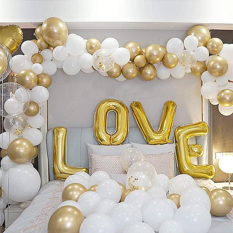 102x DIY Balloons Arch Kit White Gold Balloons Birthday Wedding Party Decoration