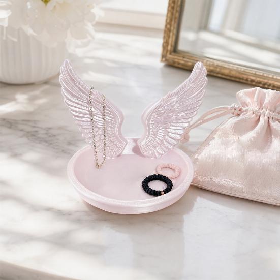 Angel Wing Jewelry Tray, 3D Printed Wings Trinket Holder Dish, Decorative Vanity Organizer Plate for Earrings, Rings, Small Items