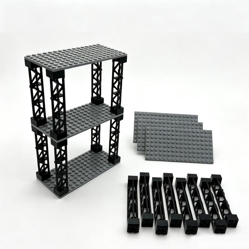 Building block double-deck military observation platform DIY parking lot 8x16 small particle double-sided floor support column