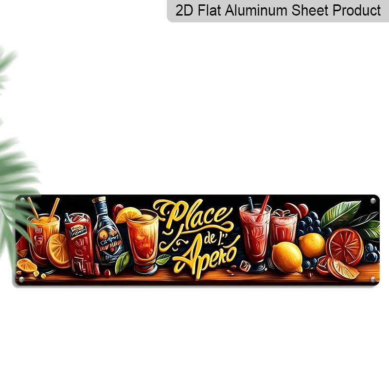 

1pc French PLACE DE L APEO Metal Sign - 3.94 X 15.74inch Alumium Decorative Sign | Rustic Wall Decor with Vibrant Roostertail Design | Durable 40cm x 10cm