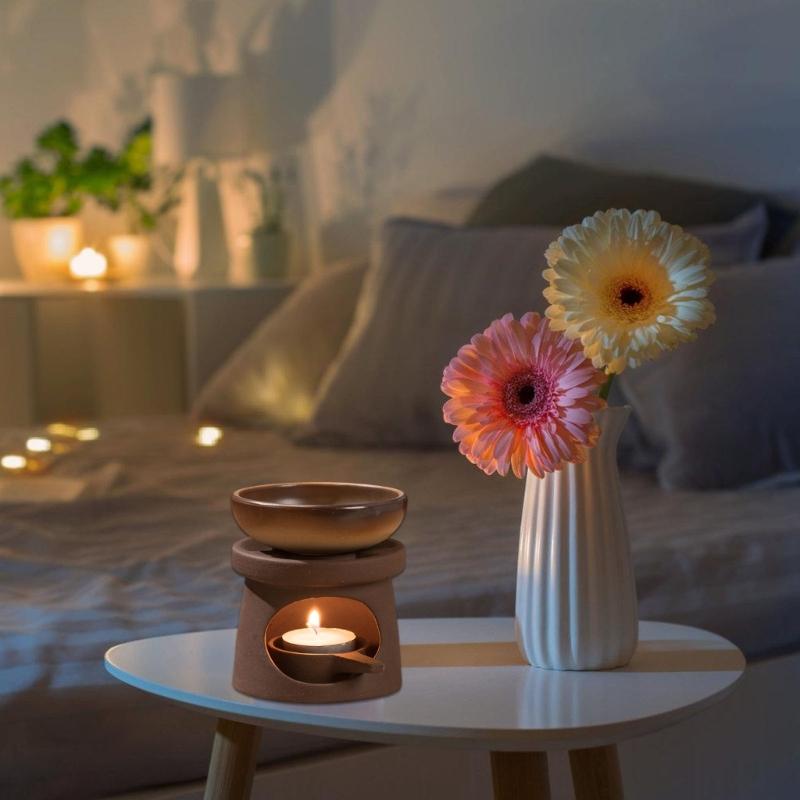 Essential Oil Burners Ceramics Wax Melter Aromas Diffuser and Tealight Candle Holder Set for Home Bedroom Decors