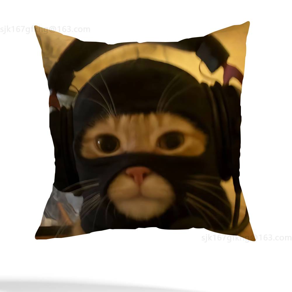 Funny Cat Meme Pillow Case Pillow Case Living Room Sofa Cushion Cover Suitable For Home Bedroom Room Decoration
