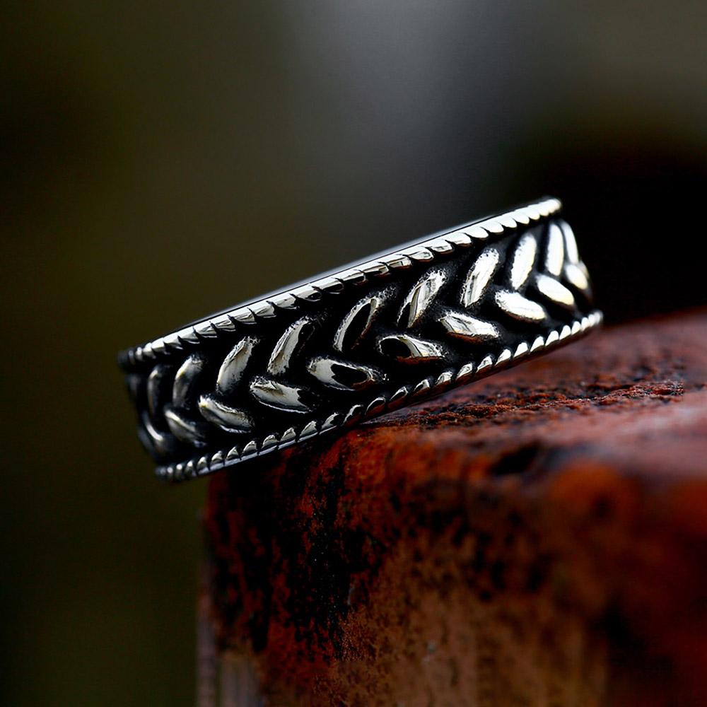 Vintage 316L Stainless Steel Wheat Ring Fashion Nordic Viking Celtic Knot Ring for Men Women Simple Party Jewelry Gift Wholesale