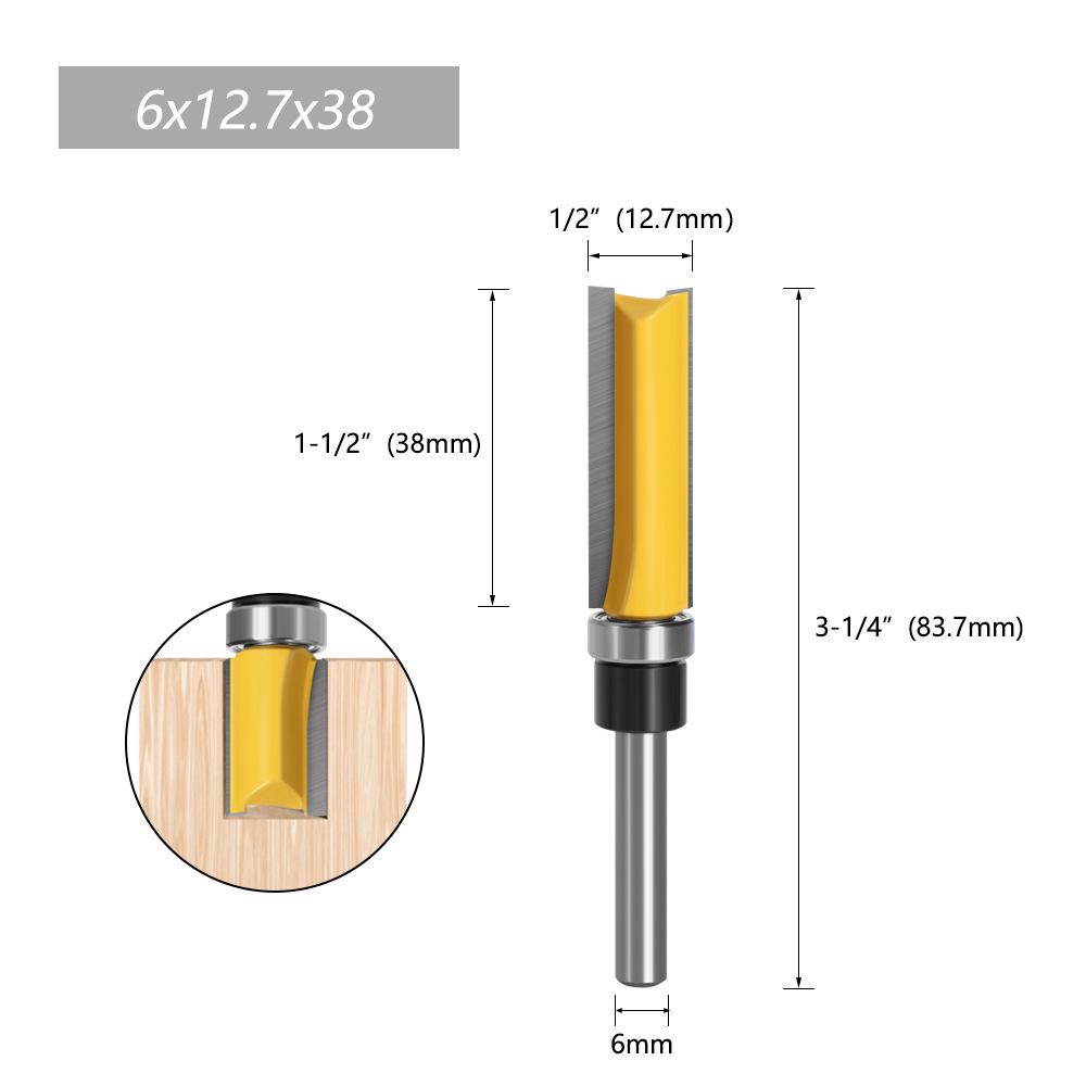 1/4" Shank Double Bearing Straight Trim Router Bit for Woodworking