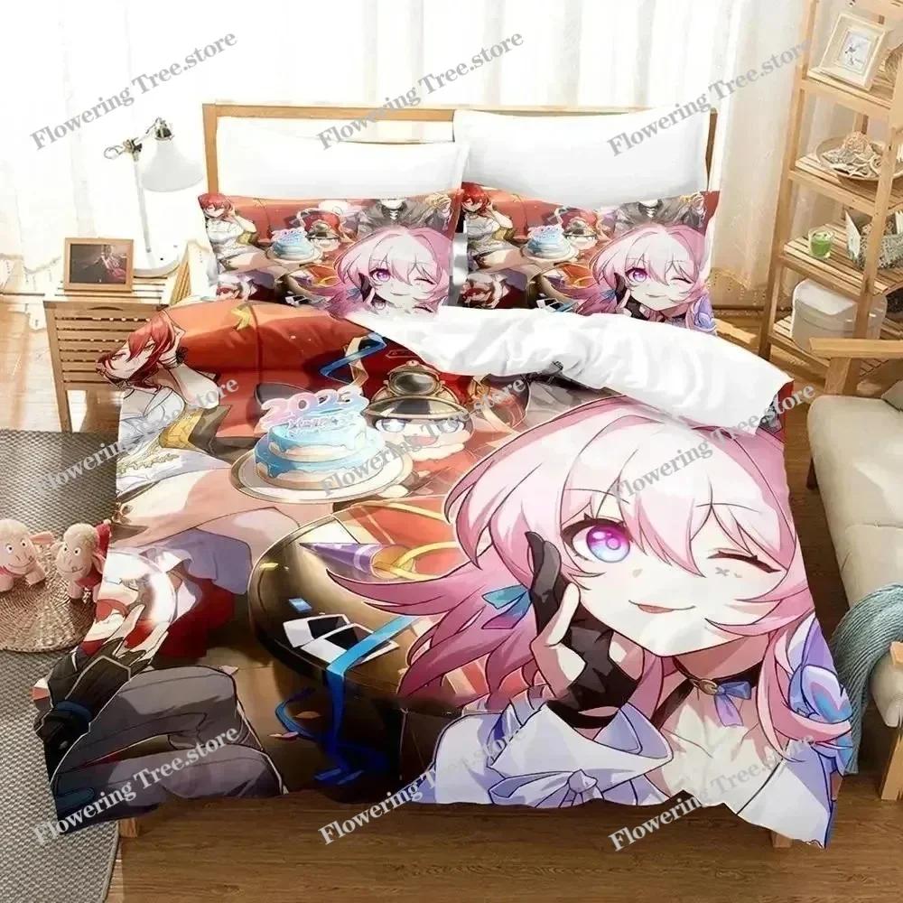 Anime Honkai Star Rail Bedding Set Duvet Cover Bed Set Quilt Cover Pillowcase Comforter King Queen Size Boys Adult Bedding Set