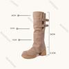 Fashion Retro Fashion Removable Two Wear Suede Knee High Long Boots Chunky High Heeled Women's Shoes 2025 Autumn Solid Thigh-high Boots