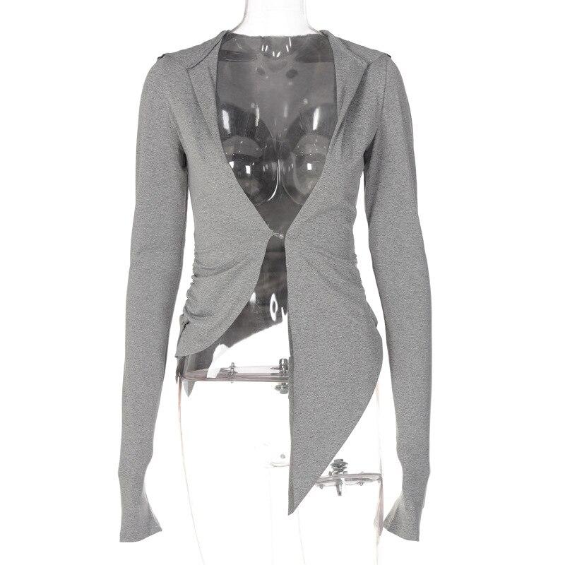 

Новинка 2022 года, летние женские топы с длинными рукавами, сексуальное боди с v-образным вырезом, женское модное боди Feminino, повседневные однотонные универсальные топы L серый