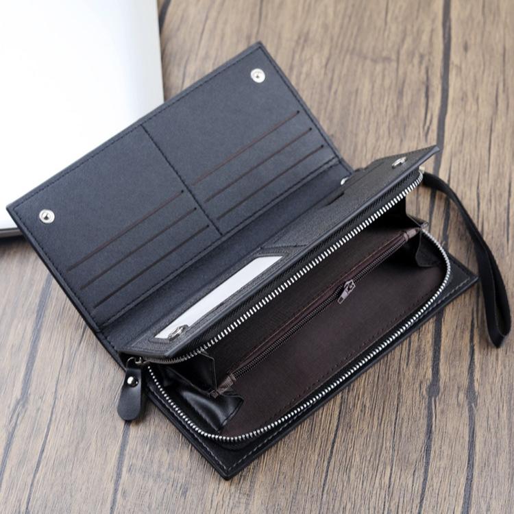 Skinnlommebok for menn Luksus Business Bifold med glidelås myntlomme kortholder Multifunksjonell veske for mann Clutchveske