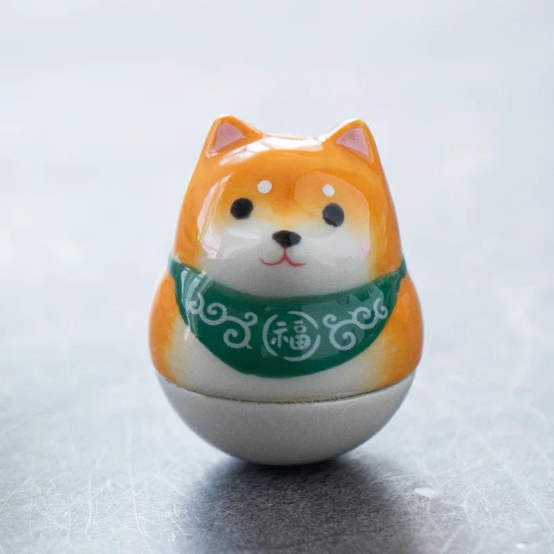 Japanese Ceramic Daruma Crafts Cartoon Lucky Cat Fortune Ornament Landscape Home Decor Accessories Gifts Living Room Decoration
