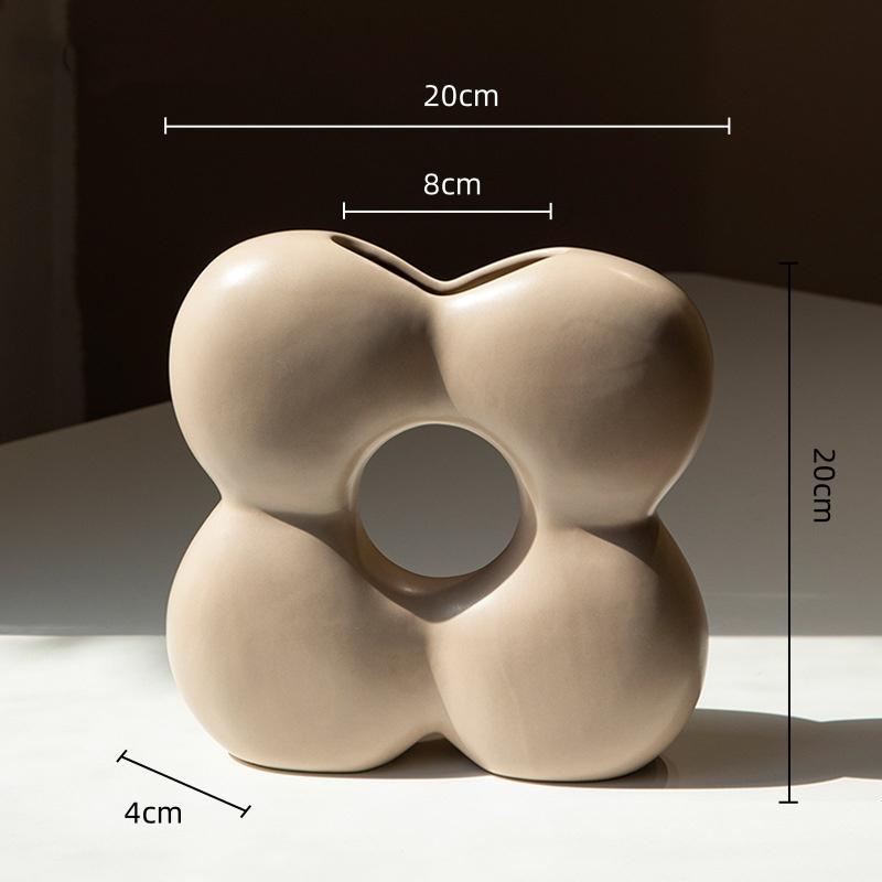Keramikvas Geometriska Kronblad Blomvas Blomsterarrangemang Tillbehör Ihåligt Terrarium Heminredningstillbehör