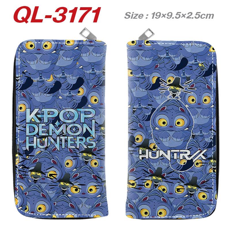 Portafoglio Lungo con Zip KPop Demon Hunters in Pelle PU Portamonete Cartone Animato per Donna Porta Carte Multipli Rosa