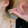 Fan Flower Bamboo Tassel Earrings Trend Ear Hook National Style Temperament High-end Earrings