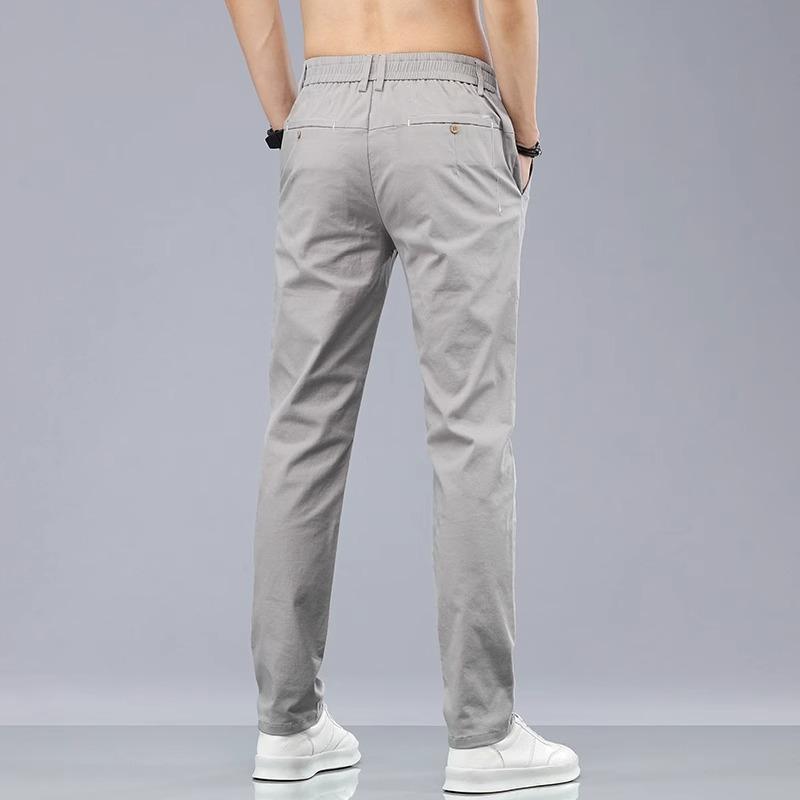 

Summer Men s Classic Solid Color Casual Pants Business Stretch Cotton Slim Brand Trousers Male 34 серый