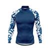 Mens Long Sleeve Rash Guard With Navy Floral Print UV Protection Surfing Outdoor Activities