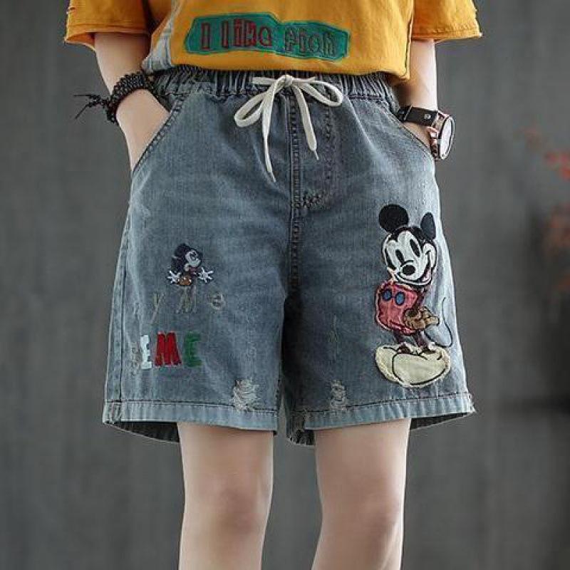 Korean Style Classic Denim Shorts Women High Waisted Shorts Wide Leg Pants Streetwear Stright Jeans Womens Shorts
