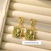 Handmade Baroque Pearl Earrings With Impressionist Garden Design Post Copper Base Matte Gold Green Finish