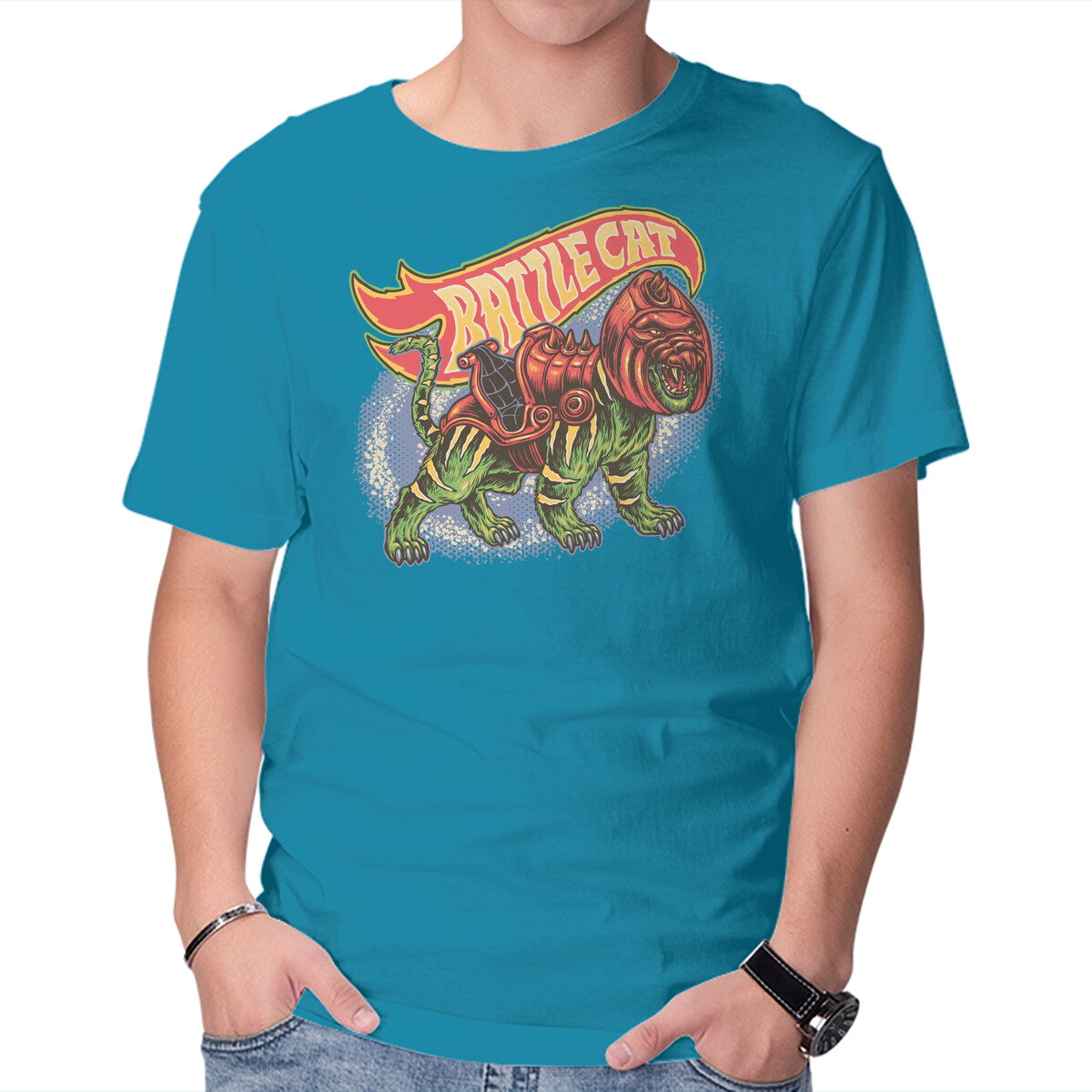 Unisex Crew Neck T-Shirt The Brave Battle Cat Graphic Short Sleeve Casual Tee XXL