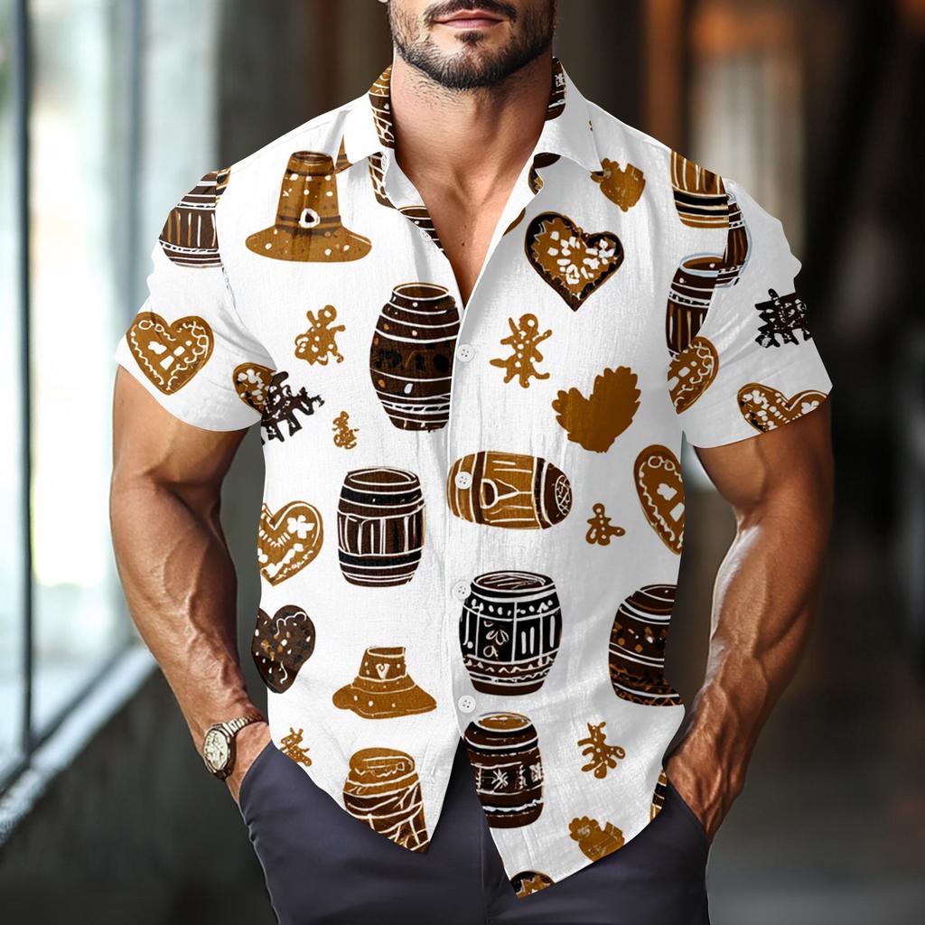 Men's Casual Casual Independence Day Print Short-sleeved Shirt