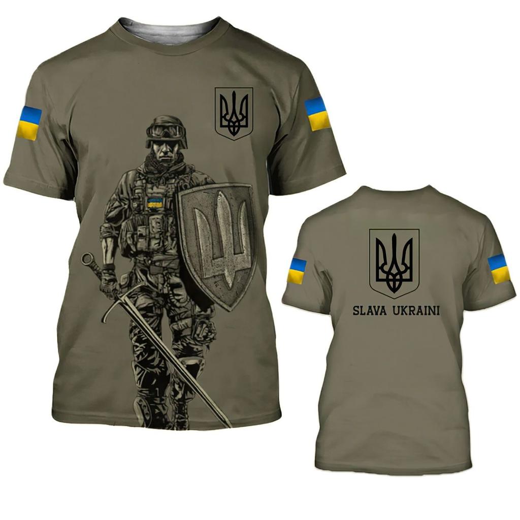 UKRAINE Men's T Shirt Summer Short Sleeve Streetwear Ukraine National Flag 3D Print Pullover Wear Oversized T-shirt Mens Clothes