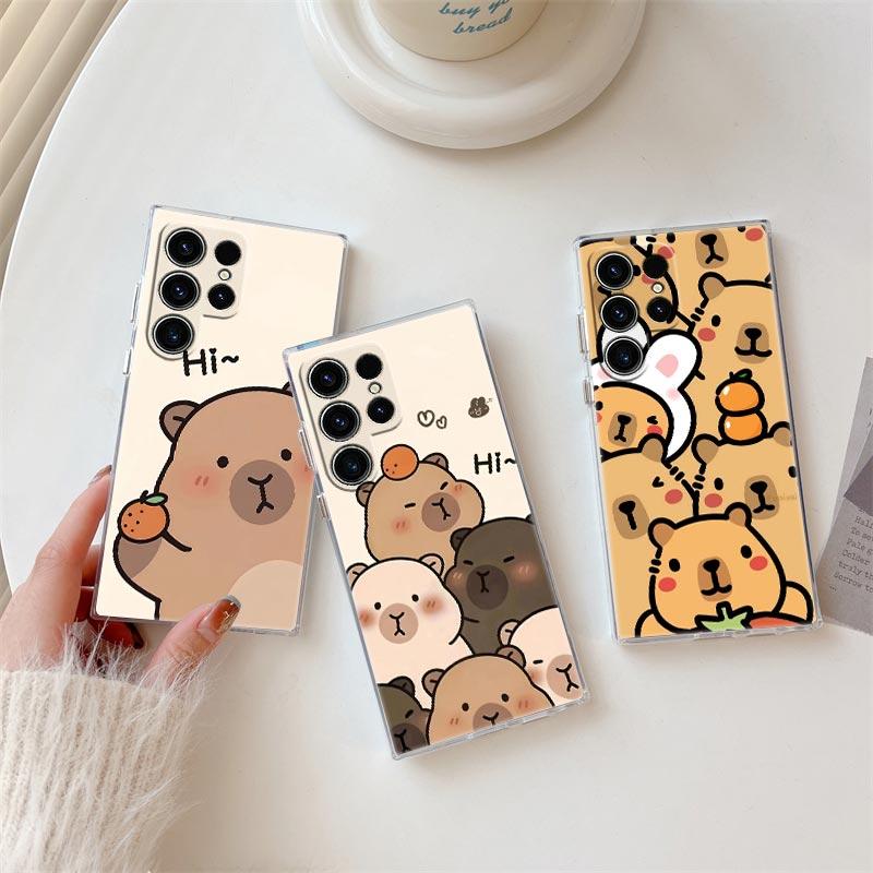 Capybara Cute Clear Case For Samsung Galaxy S26 S25 S24 S23 Ultra S20 S21 FE S22 Plus S26 Ultra S25FE Soft Silicone Phone Cover