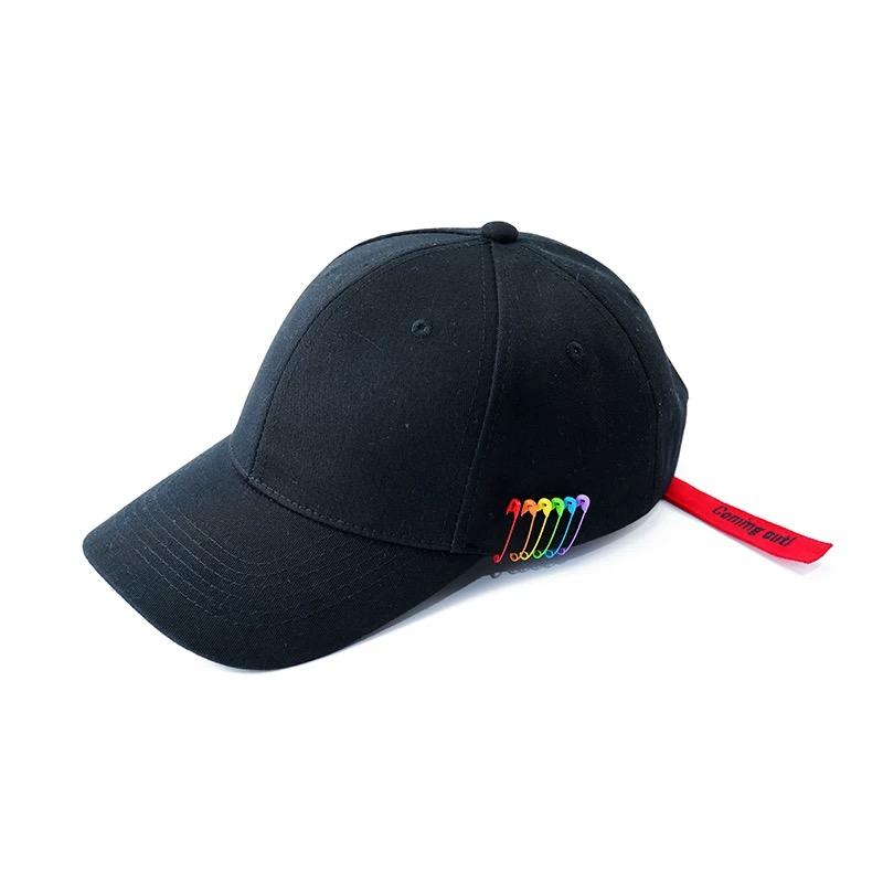 

Rainbow Pin Techwear Hip Hop Punk Baseball Cap Men Women Outdoor Sport Street Casual Red Ribbon Hat Adjustable чёрный