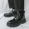 Men Motorcycle Casual Black Outdoor Retro Brown Leather Elevator Shoes High Boots Street Style Punk Boots Large Size