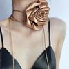 Flower Rose Choker Belt Satin Necklace Retro Waist Chain  Girls