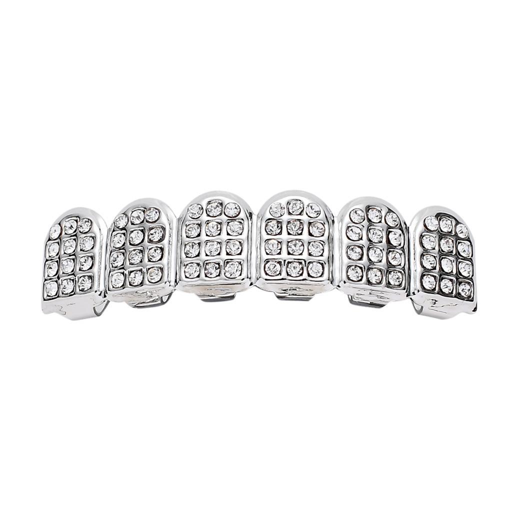 European Hip Hop Gold Teeth Grillz with Diamond Accents