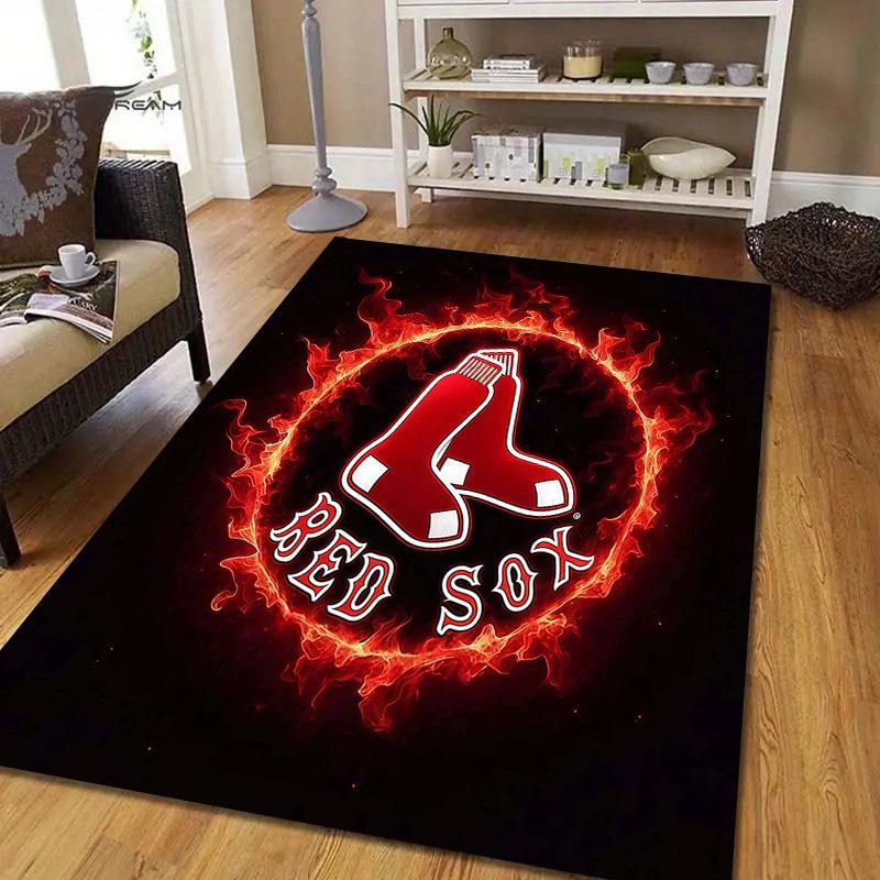 Boston Red Sox2 Flanellmuster Quadratischer Teppich, Läufer, Teppich für Wohnzimmer Schlafzimmer Sofa Spielzimmer Dekor, Rutschfeste Fußmatte