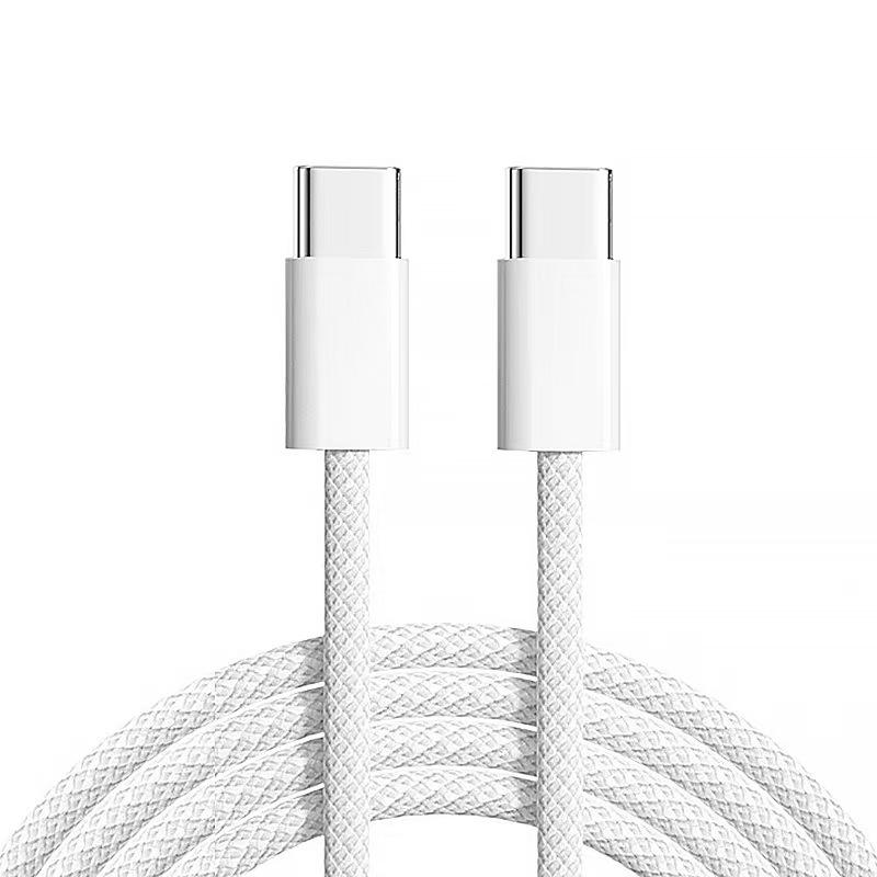 60W Fast Charging Braided Cable for Apple 15 & 16 Gray 1m Dual C Braided Cable 60W Fast Charge
