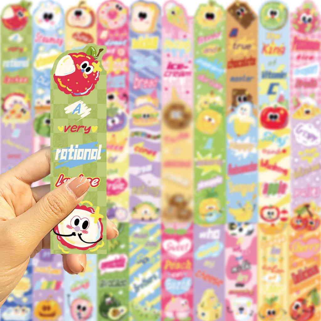 30 Food Colorful Bookmark Series Simple Hand-book Literature and Creative Materials Ins Reading Paper Bookmark DIY