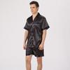 Men's Plus Size Summer Pajama Set: Loose European Fit, Lapel, Solid Color, Short Sleeve & Shorts