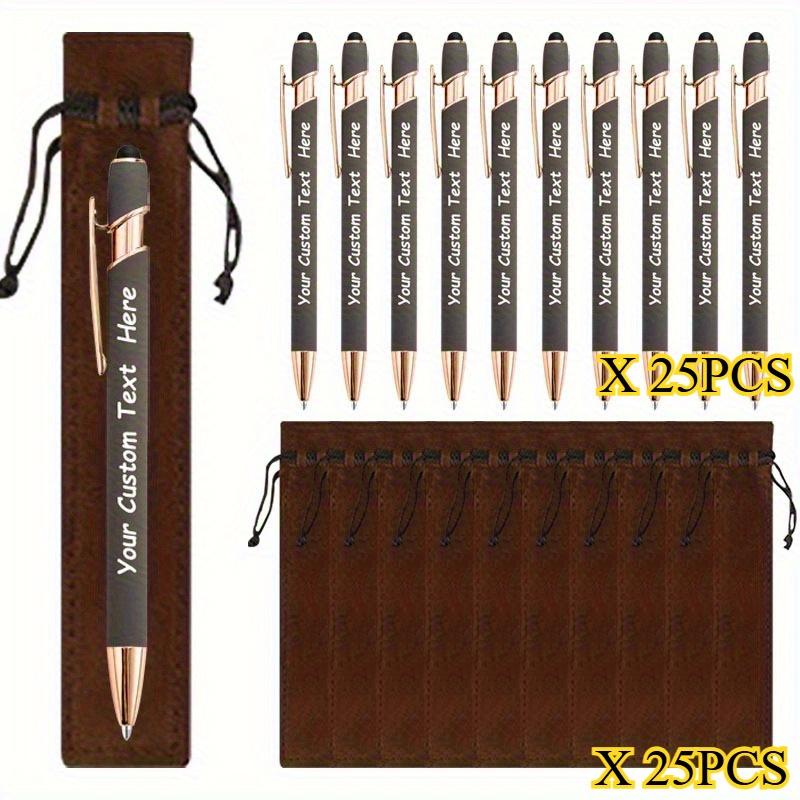 25Sets Customizable Ballpoint Pens Luxury Soft Touch round Writing Tools with Brown Cases - Includes 25 Pens And 25 Brown Bags