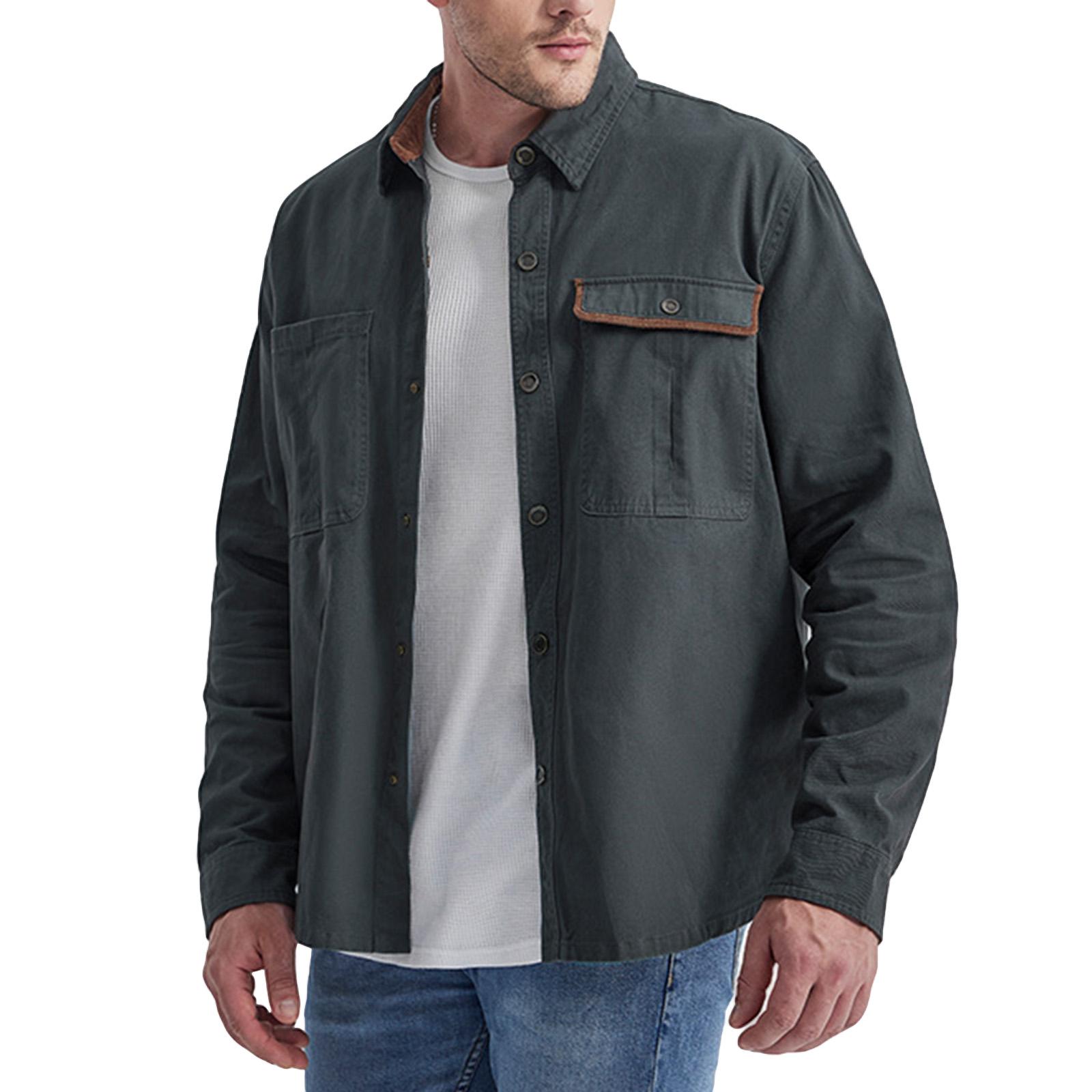 

Men s Solid Pocket Work Shirt Men s Casual Fashion Trucker Shirt S