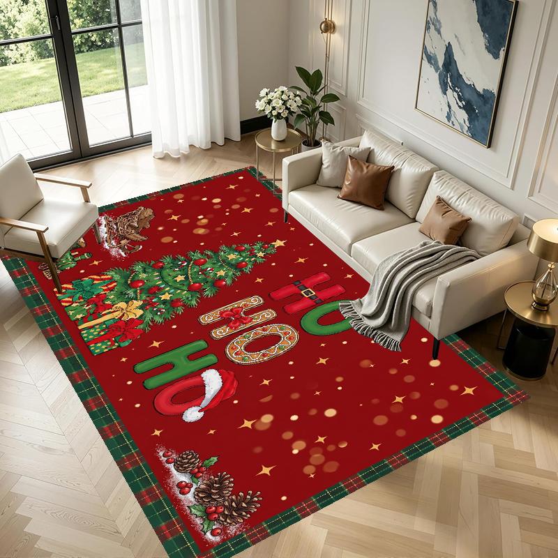 Christmas Pattern Square Area Rug Comfort Indoor Floor Carpet For Home Holiday Gift