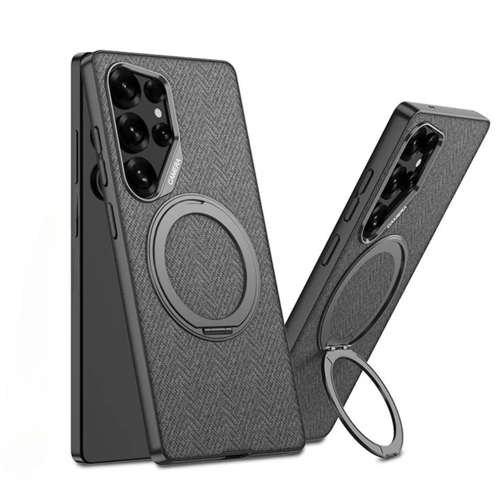 

Для Samsung Galaxy S25 S24 S23 Ultra чехол для телефона вращающееся на 360° кольцо держатель кронштейн Kistand PU кожа защитный противоударный чехол Galaxy S24 Ultra