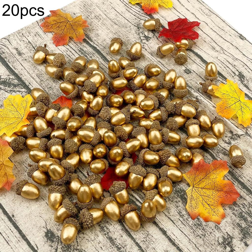 20/50pcs Artificial Golden Acorns,Exquisite Floral Decoration,  Kitchen Decor,Festive Christmas &Four Seasons Tabletop Ornaments