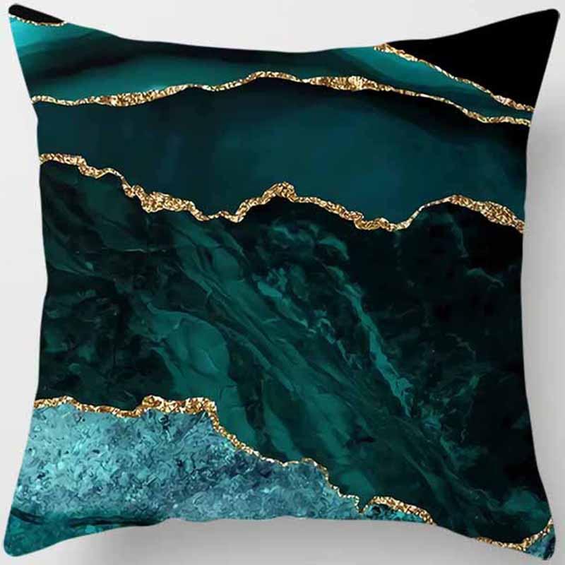 Green-tone Printed Square Pillowcase, Home Decoration, Car Sofa Cushion Cover