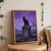 Halloween Digital Oil Painting Black Cat On Tombstone Coloring Painting Hand Painting Home Decoration