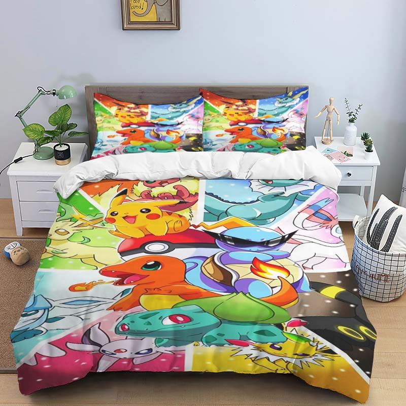 Pokémon Three-piece Bedding Set – Includes A Printed Duvet Cover and Pillowcases