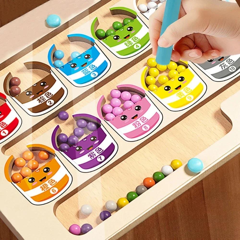 Magnetic Color Sorting Maze & Drawing Board Toddler Montessori Toy Sets Number Matching Learning Counting Preschool Activity