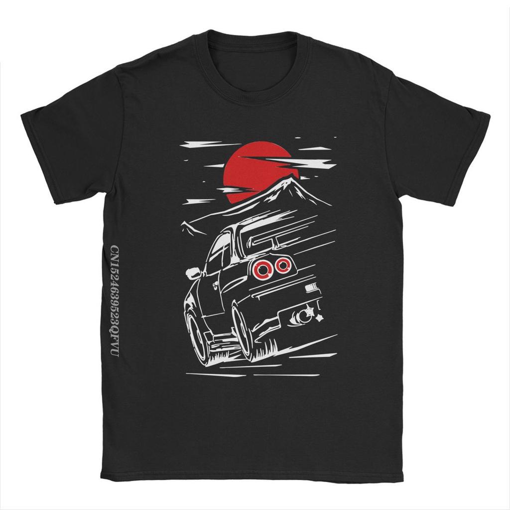New Men T-Shirts Car Vintage Premium Cotton Tee Shirt Japanese Print Tops T Shirts Clothes