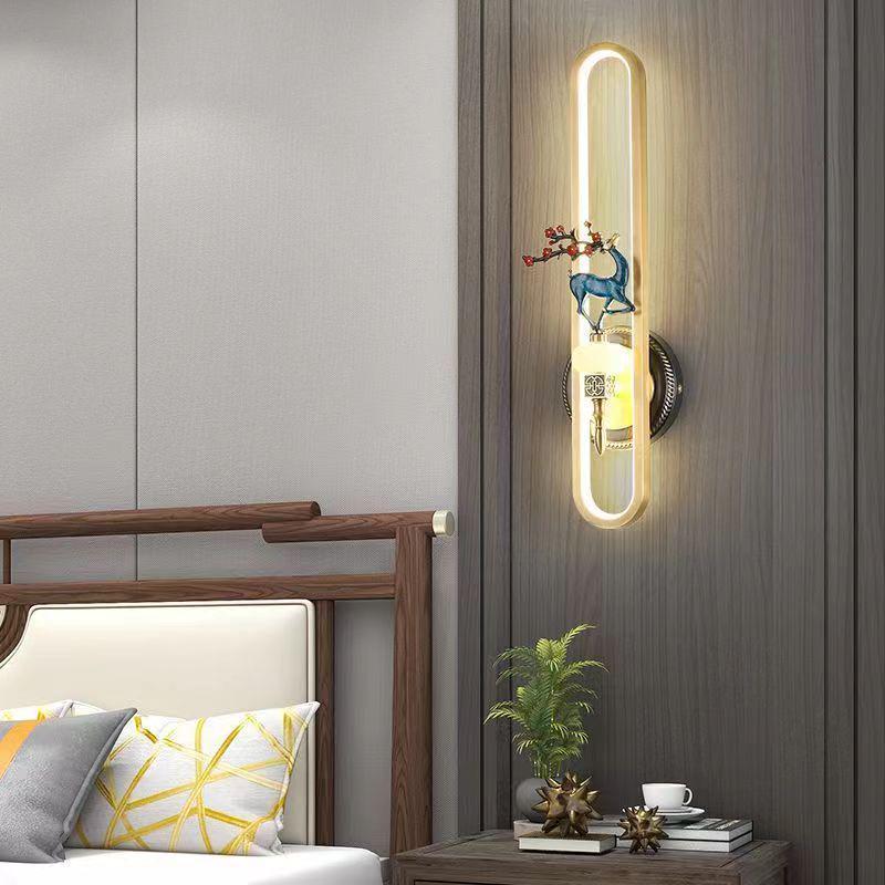 Chinese Cloisonné Enamel Brass Wall Lamp - Minimalist Bedside, Stair, Corridor & Living Room Light